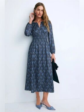 Hill House The Rosely Dress Navy Cala Paisley